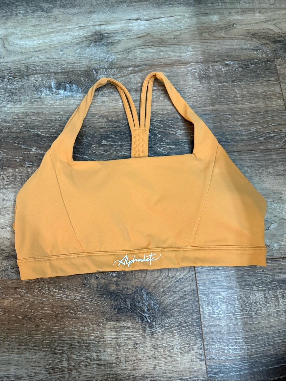 Alphalete Women's Mustard Yellow Strappy Sports Bra
